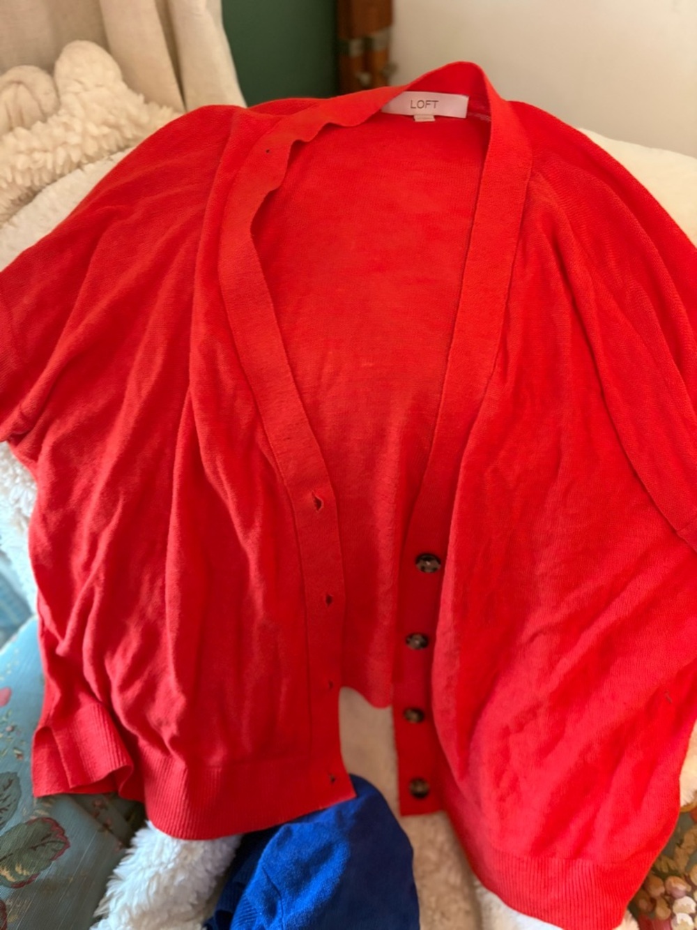 LOFT Bright Red Lightweight Cardigan